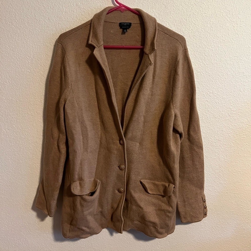 🥁 Tan Merino Wool Talbots Plus Blazer Size 1X